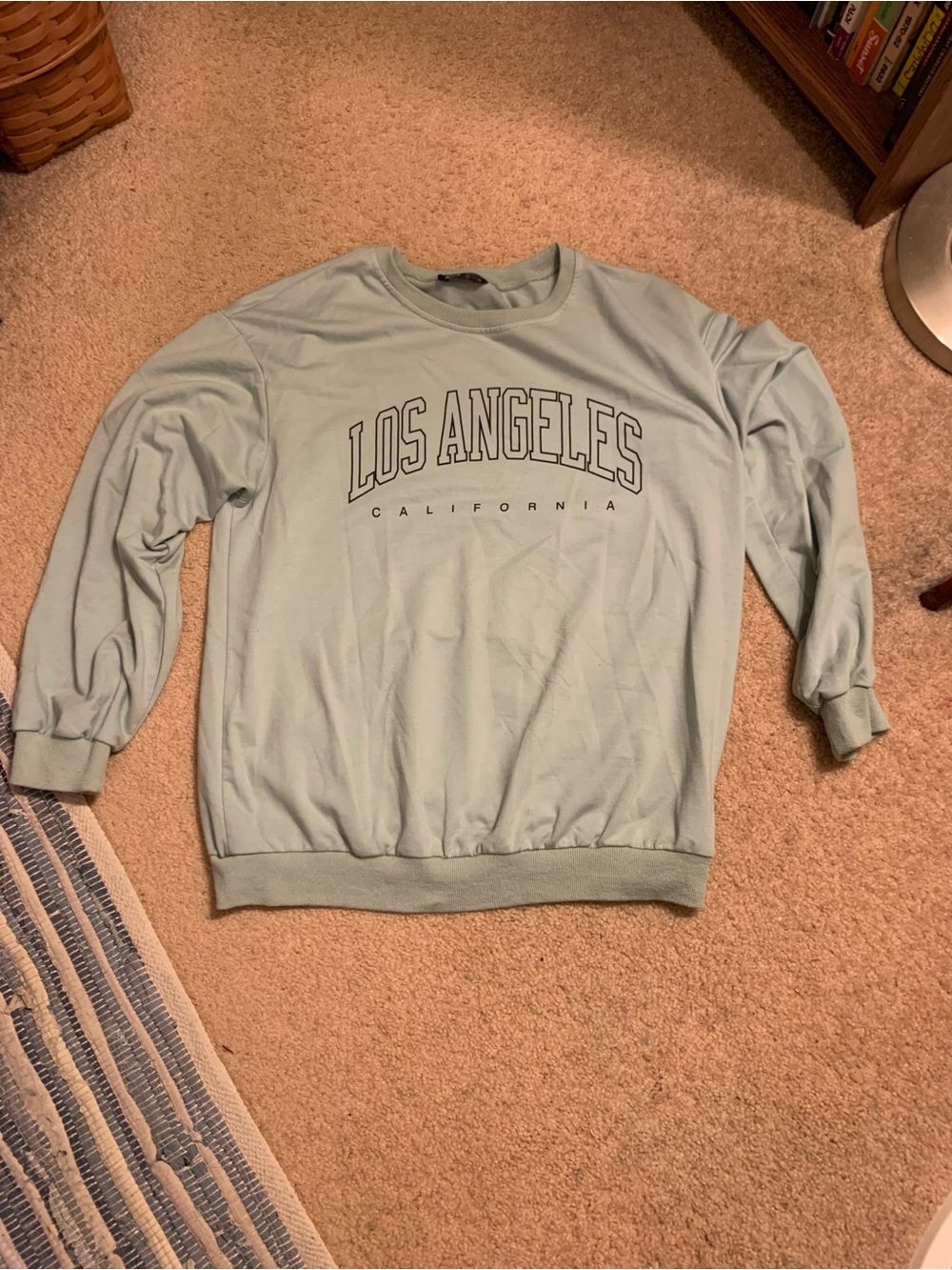 SHEIN Light Sage Los Angeles Crewneck Sweatshirt